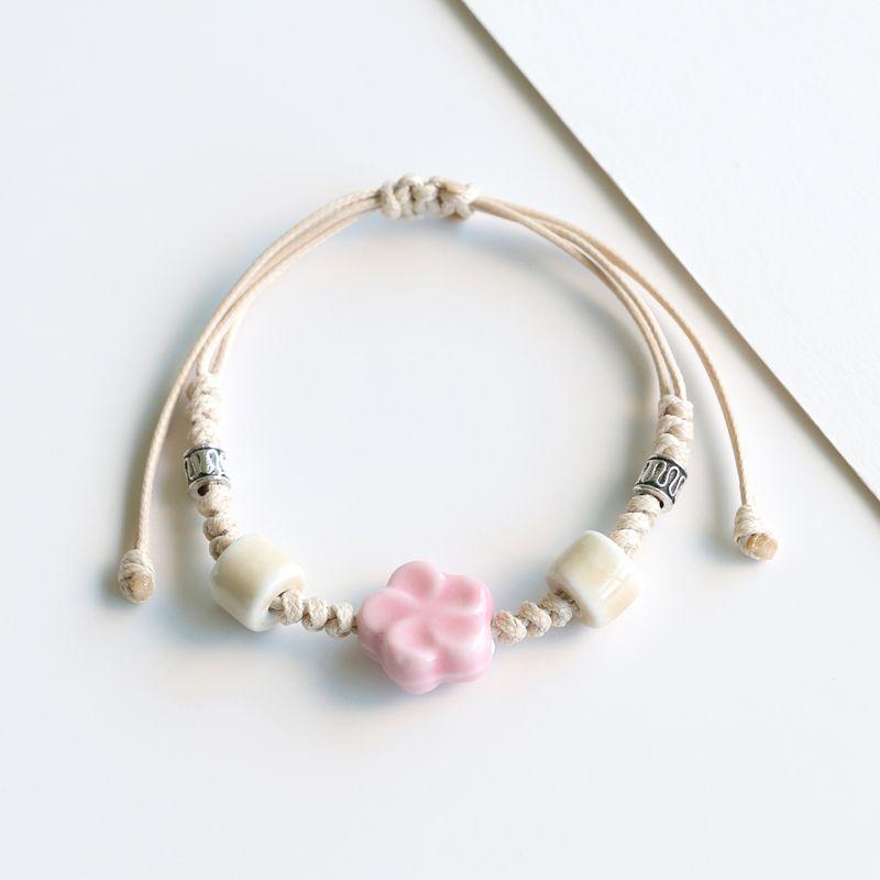 

Ретро Керамический Женский Цзиндечжэнь Парный Студенческий Браслет Small pink flower