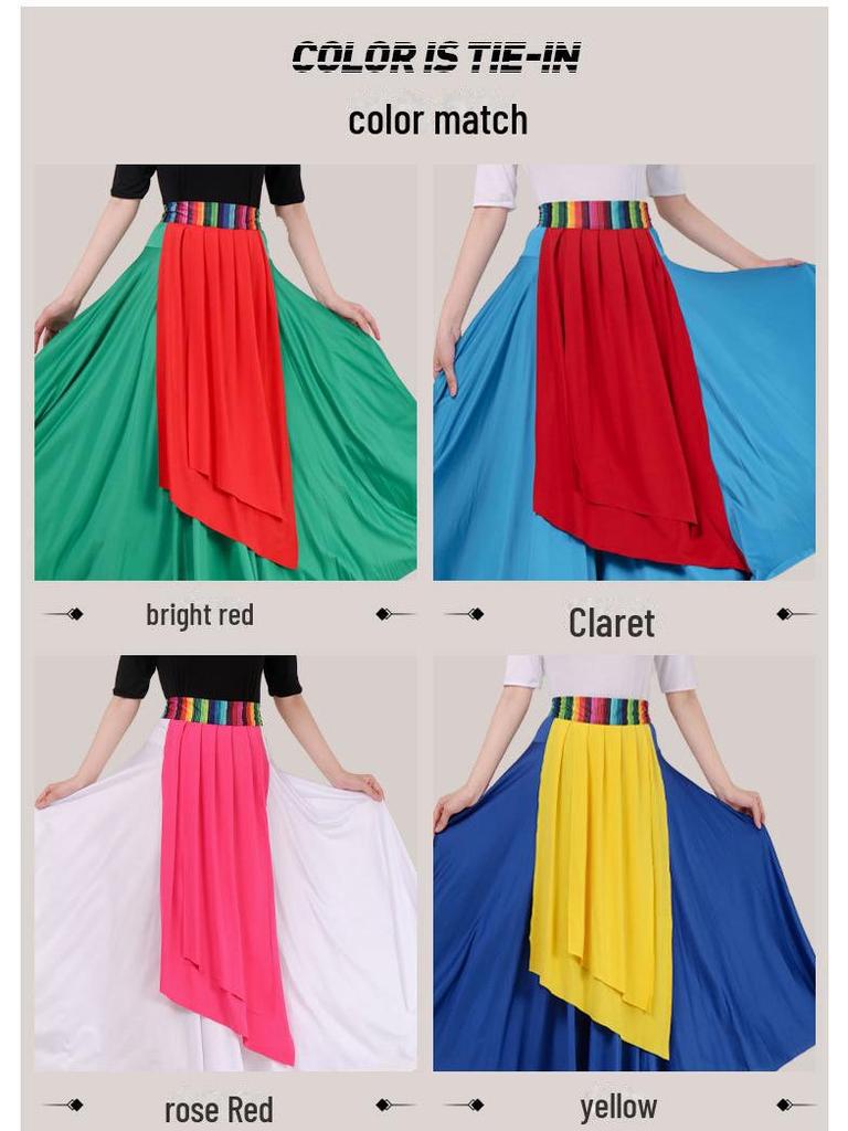 Tibetský a daijský lidový kroj s duhovou stuhovou sukní