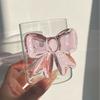 Multi-Use Transparent Pink Bow Glass High Borosilicate 3D Milk Glass Cup Heat-Resistant Coffee Mug Home