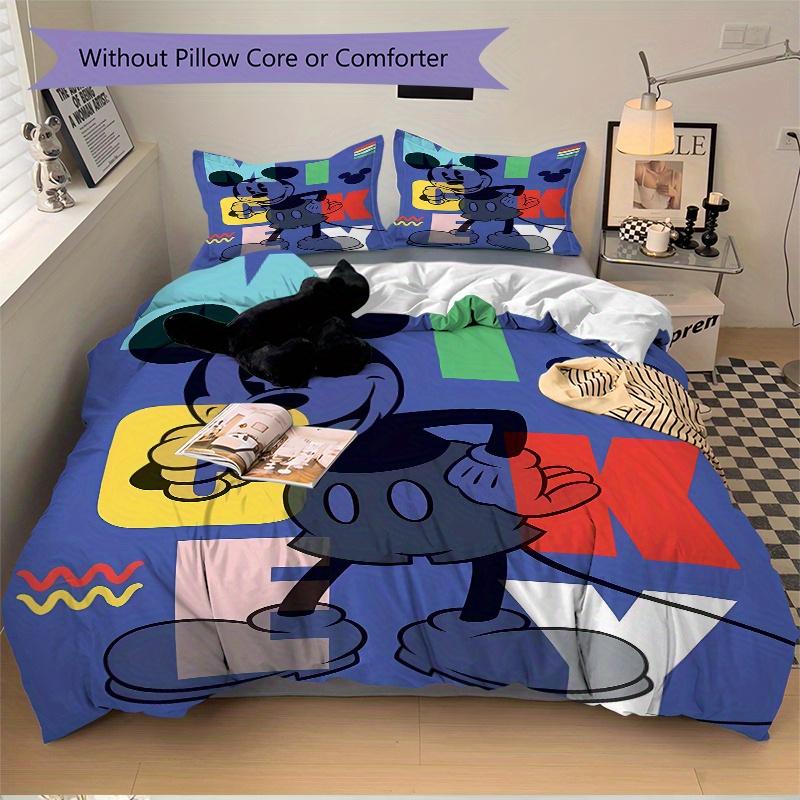 3pcs Happy Mickey Mouse Bedding Set Includes 1 Quilt Cover and 2 Pillowcases, Comfortable Bedding W060