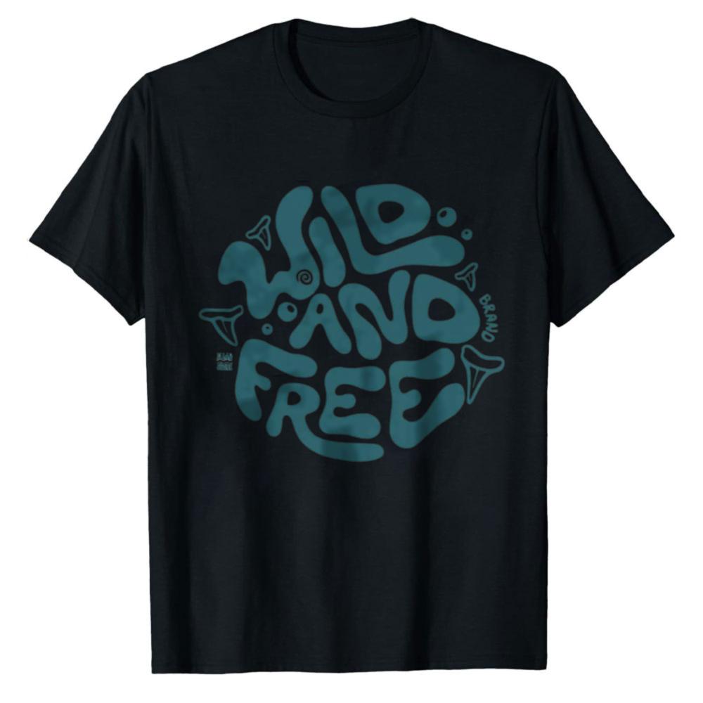 Wild And Free Graphic Tshirt Unisex Cotton Crew Neck Short Sleeve Retro Aesthetic Beach Surf Streetwear Gift Oversized T Shirt