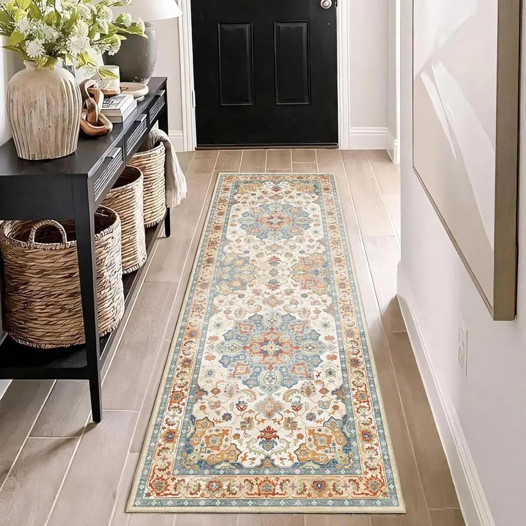 Vintage Bohemian Rug - Stain-Resistant & Non-Slip Bedroom Entrance Mat  Bedside Rug Hallway & Corridor Carpet Home Decor