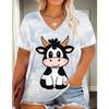 Summer Fashion Animal 3D Printed T-shirt Women's Loose Comfortable Soft Breathable V-neck Short Sleeved T-shirt