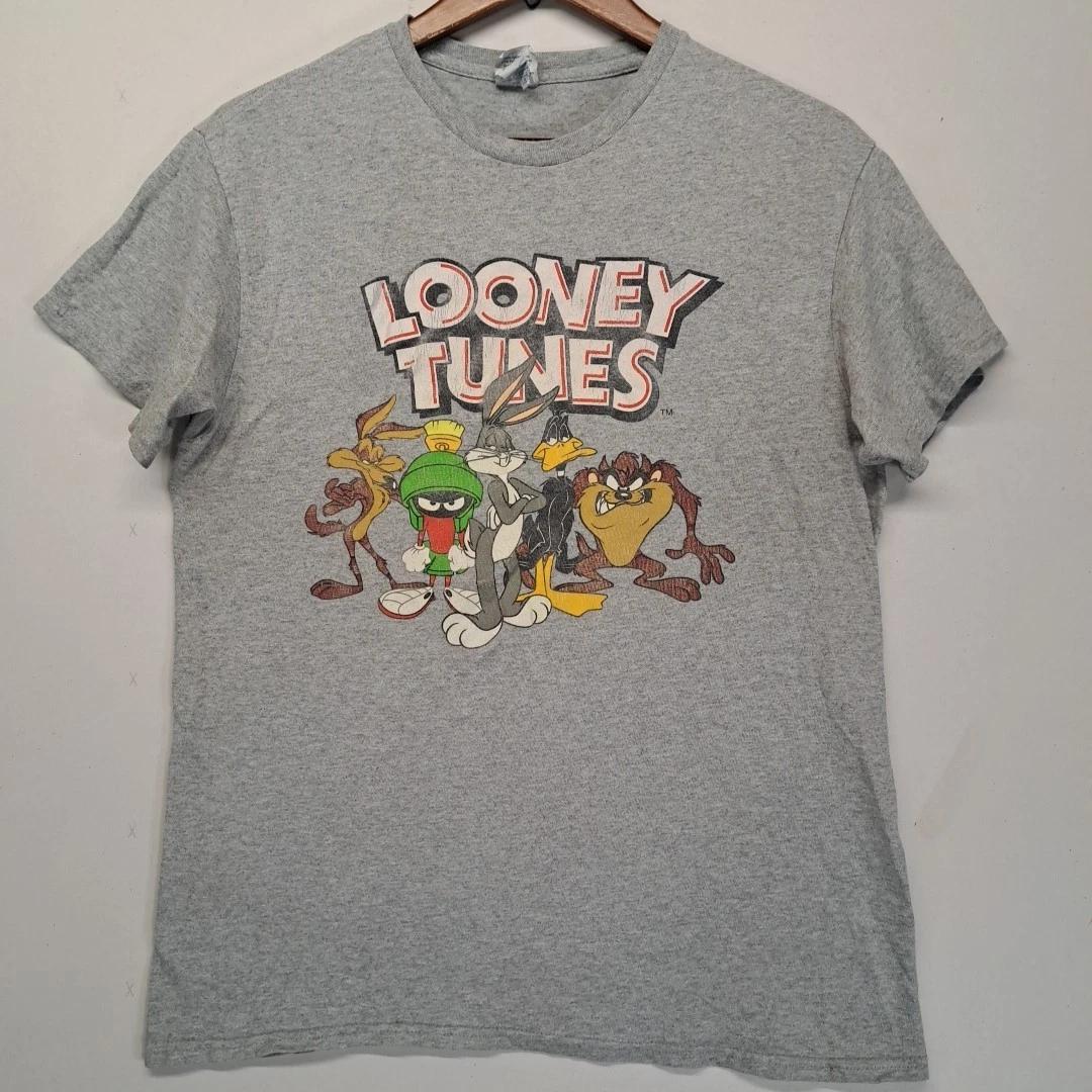 Looney Tunes Delta Pro Weight Gray Short Sleeve Gray Medium VTG Y2K Bugs Taz 4XL