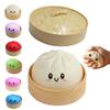 Squishy a forma di raviolo con cestello per la cottura a vapore, ravioli sorridenti, giocattolo sensoriale antistress Fidget, morbido panino da spremere per adulti, ragazzi e ragazze