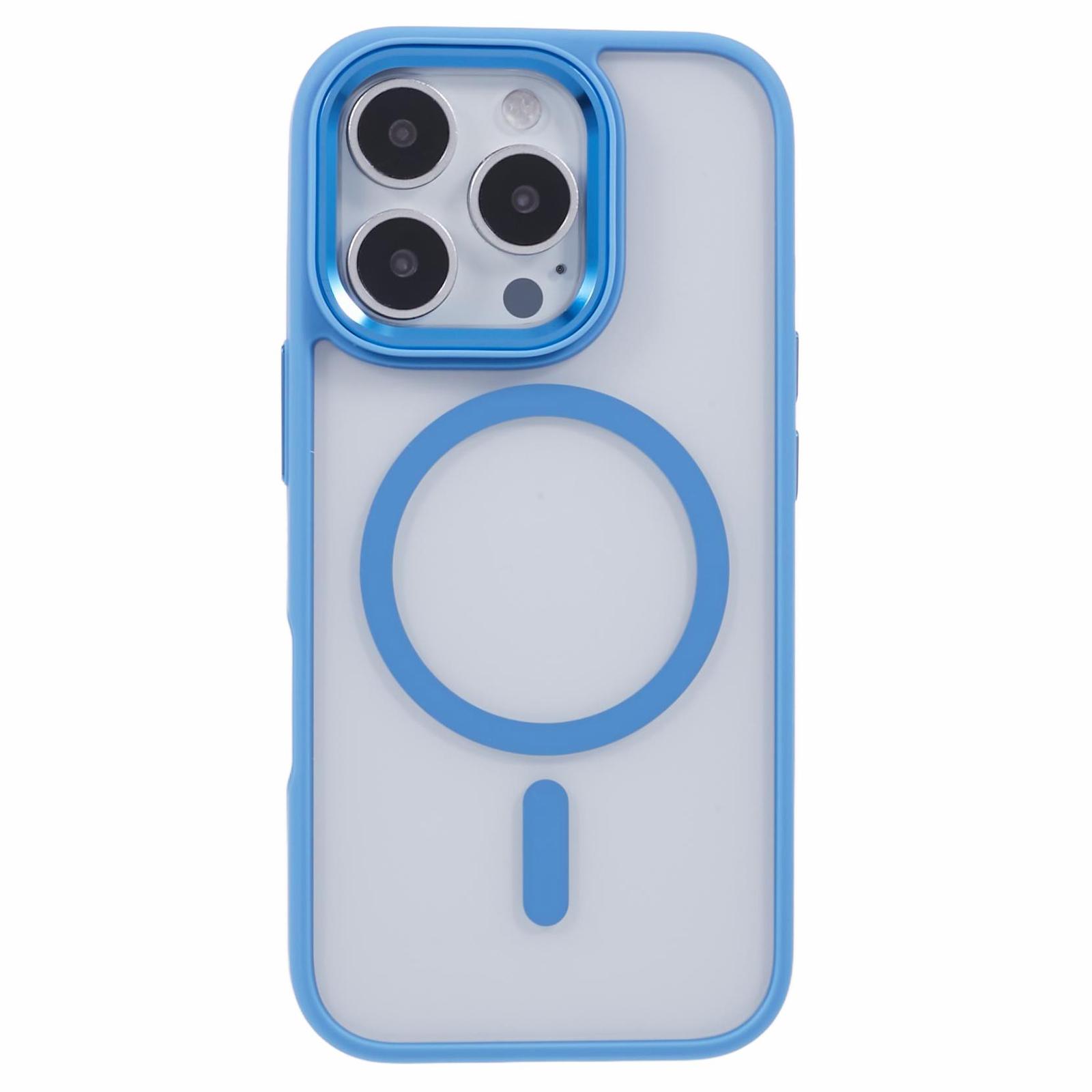 

For iPhone 16 Pro Max Phone Case Clear Back PC+TPU Cover Compatible with MagSafe Sky Blue