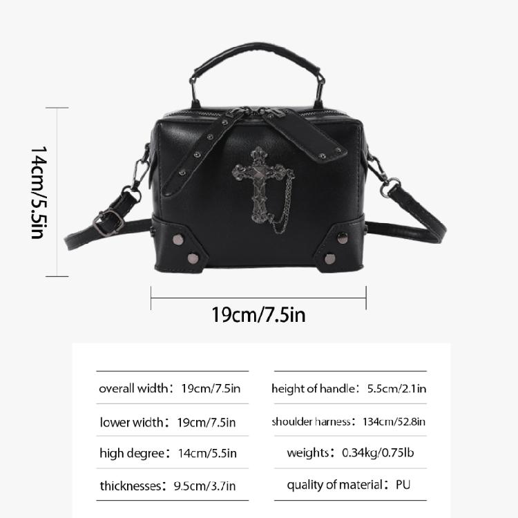 Women Shoulder Crossbody Bag Gothic Skull Crosses PU Leather Top Handle Handbag