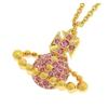 Lena Large Pendant Planet Pattern Saturn Shape Brass Pink Crystal Necklace Unisex Couple Style Gold/Pink Diamond 6302039r02r881