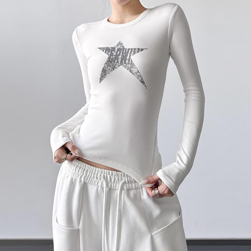 2025 Autumn/Winter Women s Slim Fit Round Neck Long Sleeve T-shirt – Internet Favorite Large