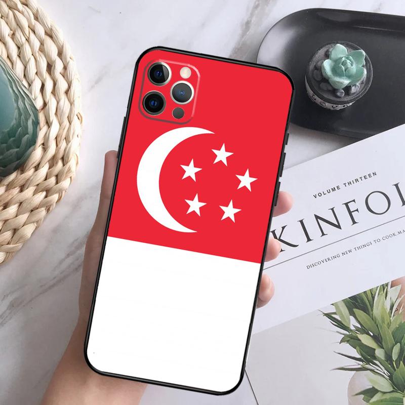 Singapore Flag Case For iPhone 15 11 12 13 14 Pro Max XS XR X 7 8 Plus 12 13 Mini 16 Pro Max Soft Cover