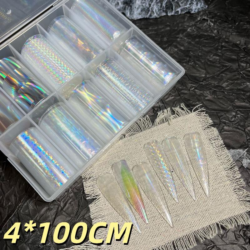 1 Set 10 Patterns Nail Foil Transfer Paper Metal Stickers For Professional DIY Nail Art Salon Home Decor