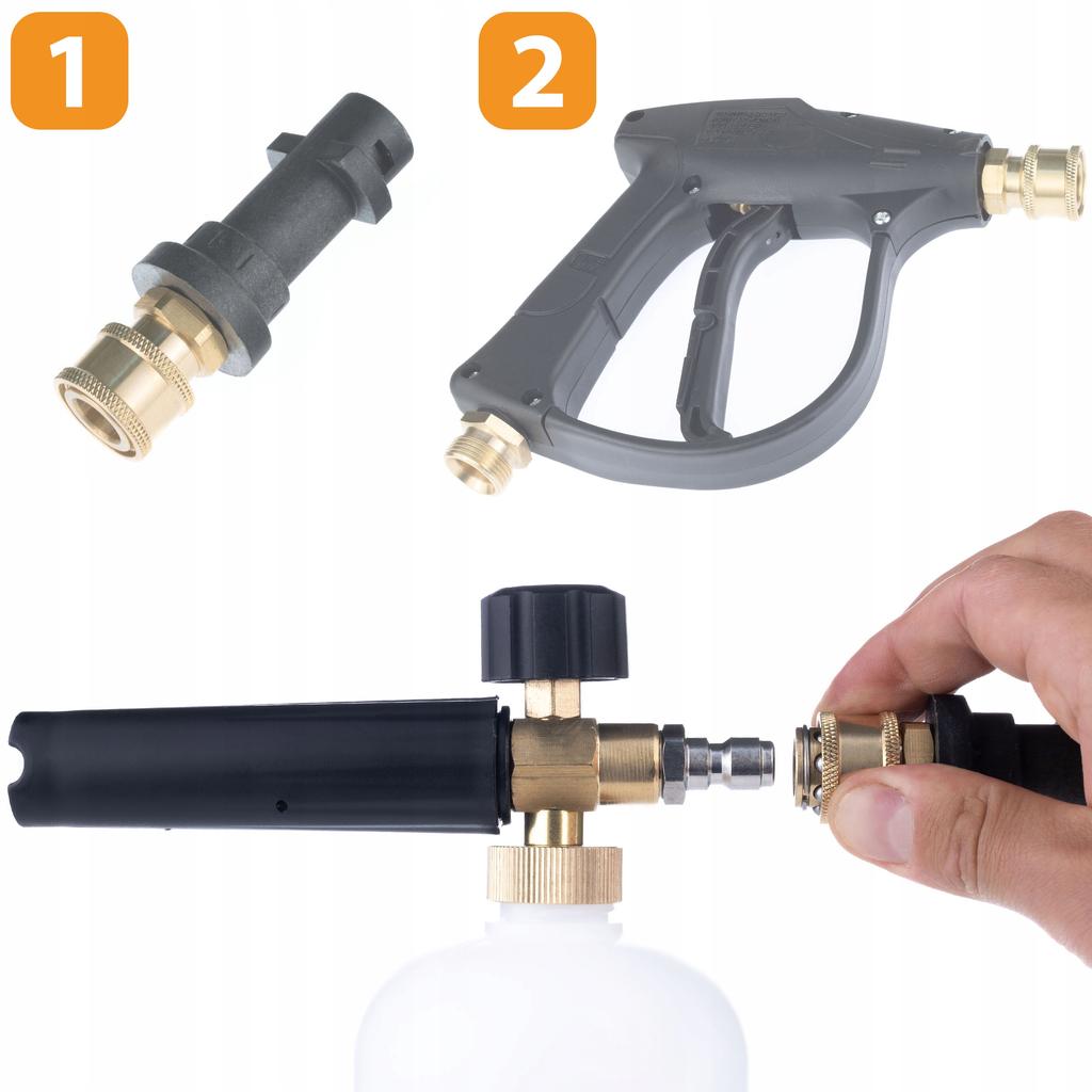 Rosfix Pianownica 1L z Lancą i Adapterem Bayonet 1/4"" – Do Myjki Kärcher K2–K7 | 200 BAR | Gęsta Piana, Szybki Montaż