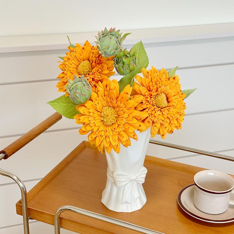 French Niche Creative Vase Living Room Hand-Held Bow Bouquet Dried Flower Arrangement High-End Decorative Ornamen