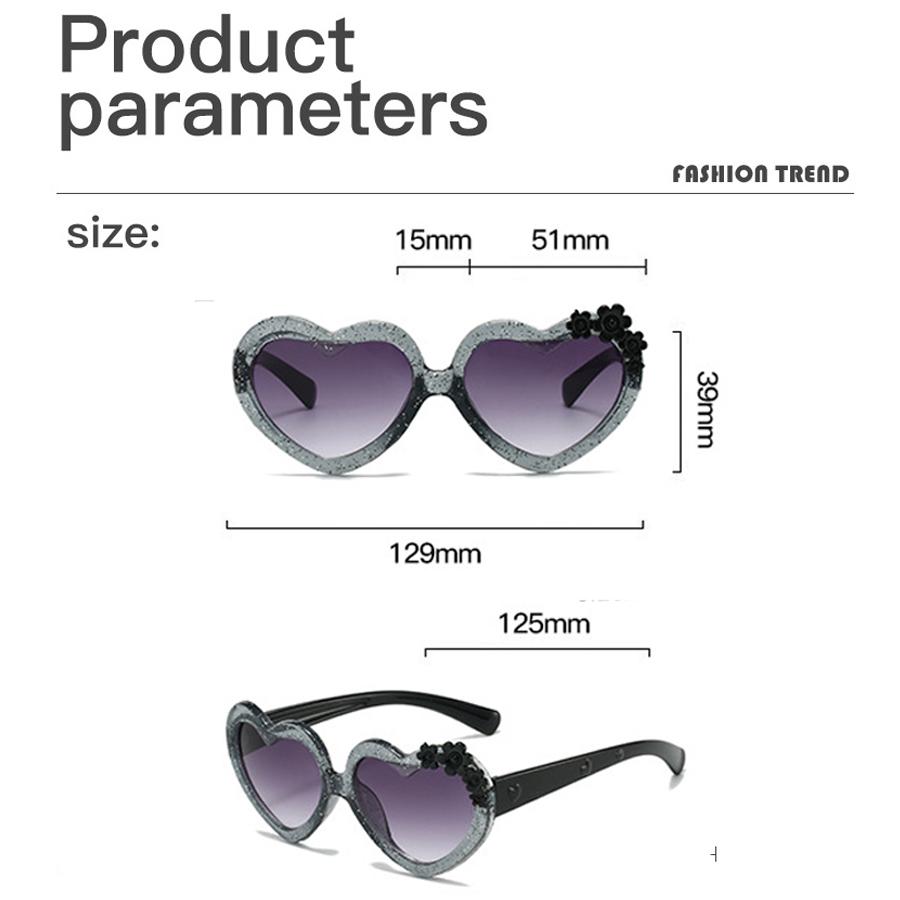 Fashion Heart-Shape Sunglasses for Girls Boys Cute Cartoon Flower Sun Glasses Outdoor Sun Protection Children Lovely Glasses