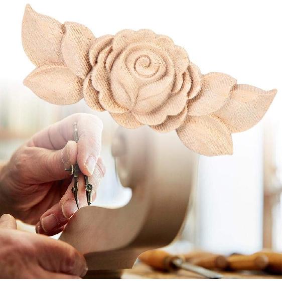 Деревянные резные аппликации Онлей, 4 шт. Неокрашенные резные угловые накладки с розой для шкафа, стен, комода