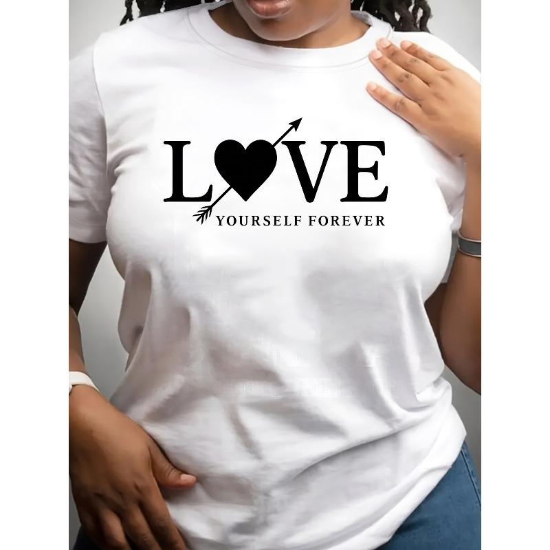 Love Yourself - Inspirational Women s Pattern T-Shirt - Women s Clothing - Summer/Seasonal Street Style Fabric T-Shirt S белый