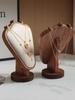 1pc Vintage Wooden Jewelry Display Stand - Velvet Bust Necklace Holder & Organizer for Home Decor