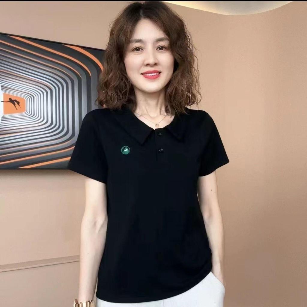 Women's Stylish Peter Pan Collar Cotton T-Shirt - Short-Sleeved, Casual, Slimming, Summer Fashion Top