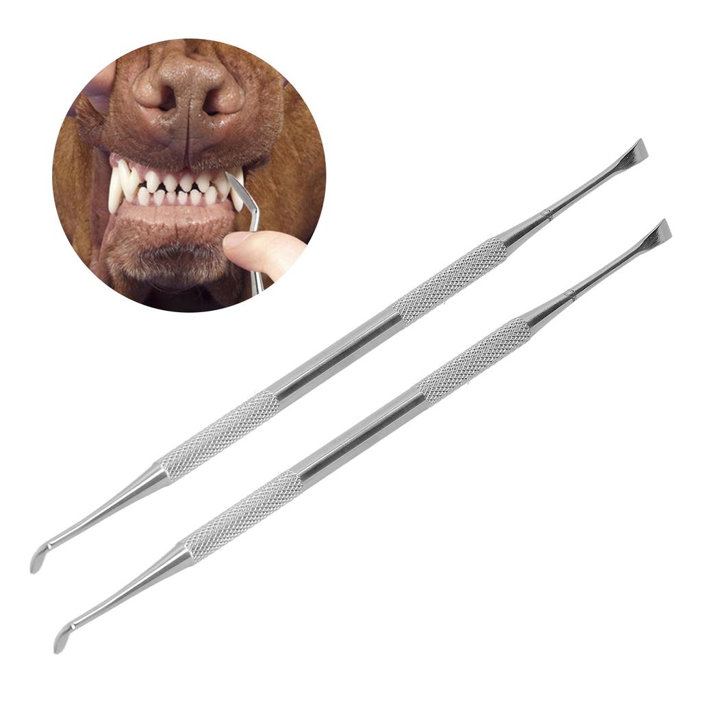 2Pcs Pet Dental Calculus Tartar Remover Scraper Stainless Steel Dog Tooth Cleaning Tools
