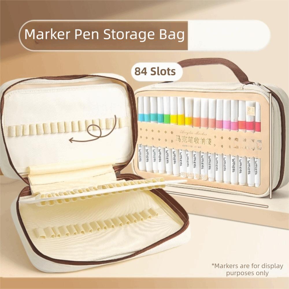 Large Capacity Markers Pen Storage Bag Zipper Watercolor Pen Stationery Bag Stationery