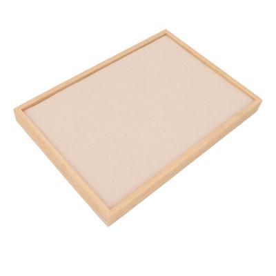 Vassoio per Orecchini Flanella Legno 216 Fori Leggero Elegante Lussuoso Custodia Porta Gioielli Beige