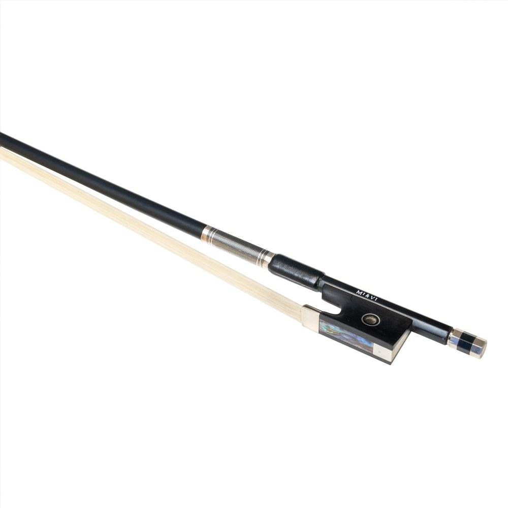 MIVI Music NB-720 Classic Carbon Fiber Violin Bow Size 1/8 Ebony Frog Octagonal Silver Mount Well-Balanced Lightweight Mongolian Horsehair