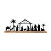 Religious Nativity Scene Statue Wooden Christmas Ornament Natural Decor for Indoor Living Room Celebration