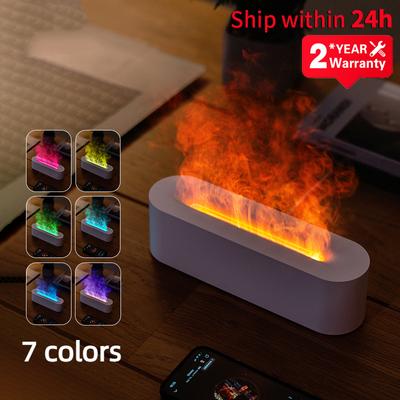 Humidificateur d'air avec lampe à flamme, diffuseur d'aromathérapie, pulvérisateur ultrasonique à brume froide, diffuseur d'huile essentielle, Usb, 7 couleurs