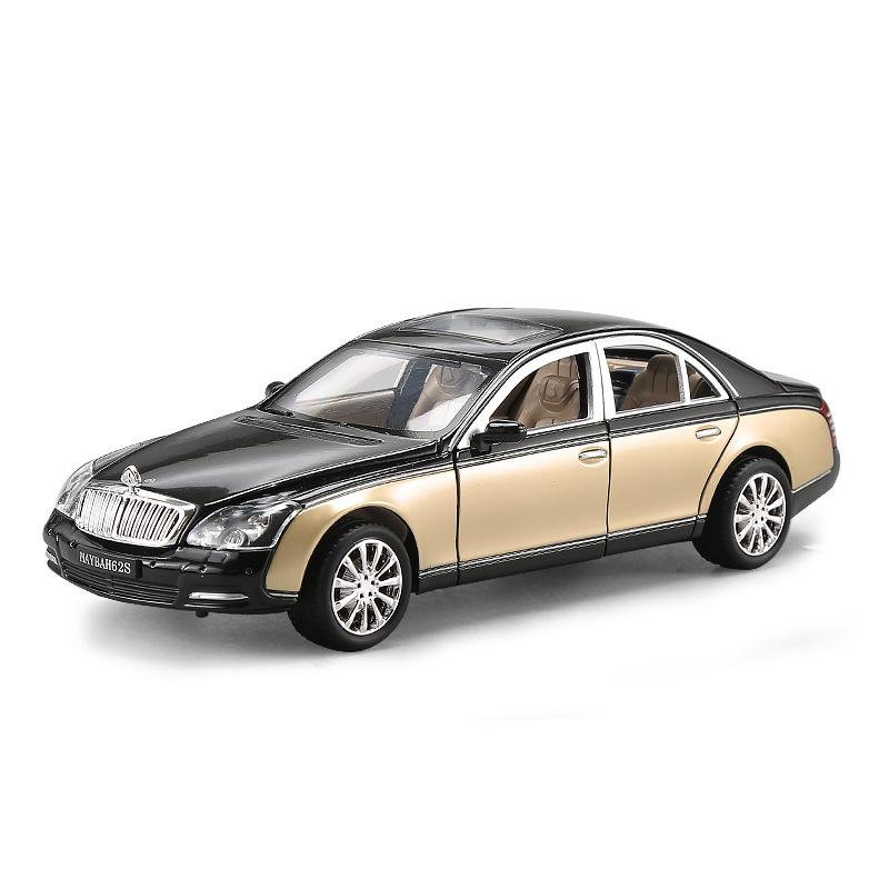 1/24 Scale Benz 62S Diecast Car Model Toy, Pull Back Toy Vehicle with Sound and Light for Kids Toddler Boys Girls Gift Collection