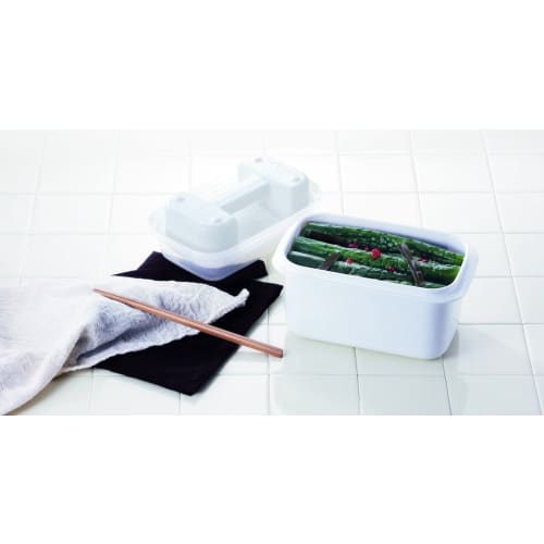 Risu Pickle Container, Square, with Weight, White, 2.1L (1.3kg Weight), Pickle Mate S-2 Mini Recipe Included