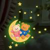 Cartoon Cute Little Bear and Starry Sky Wall Stickers for Living Room and Bedroom Decoration
