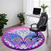 1PC Butterfly Mandala Office Round Rug, Non Slip, Soft and Durable Office Rug for Interior Decoration, Perfect for Office