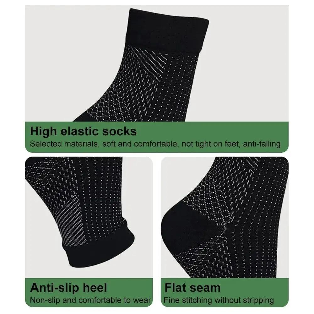 1 Paar Neuropathie-Socken für Männer Frauen, Beruhigende Kompressionssocken gegen Schmerzen, Atmungsaktive Leichte Nano-Nylon-Socken mit Fußgewölbeunterstützung