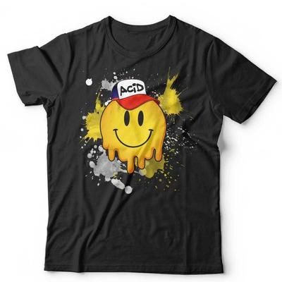 T-shirt Faccina Sorridente Anni '90 Acid House Unisex Festival Musicali Trance Techno Rave