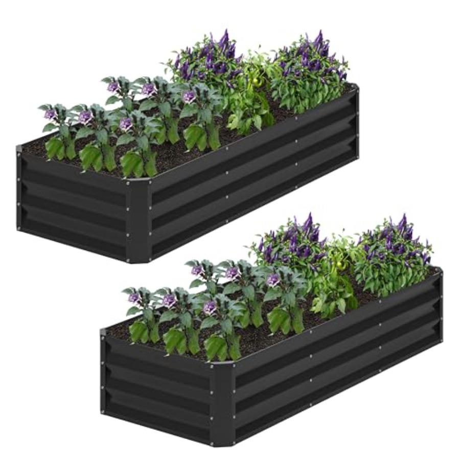 

2PCS 6x2x1FT Galvanized Raised Garden Bed Planter Metal Garden Box Large Plant for Outdoor Planting Vegetables Bed Flower Herb United States