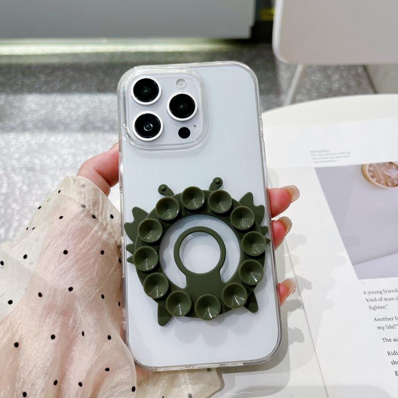 Silicone Suction Phone Stand: Anti-Slip, Magnetic, Finger Ring Holder for Desktops