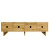Modern TV cabinet with wave pattern – 155 cm media console with storage space, four doors and cable grommets in wood look, for the living room