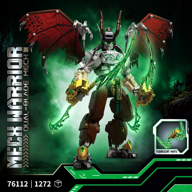1272+Pcs Mech Warrior Mech Building Blocks Set Dragon Wings Action Figure Model Educational Diy Toys For Kids Boys Birthday Gift