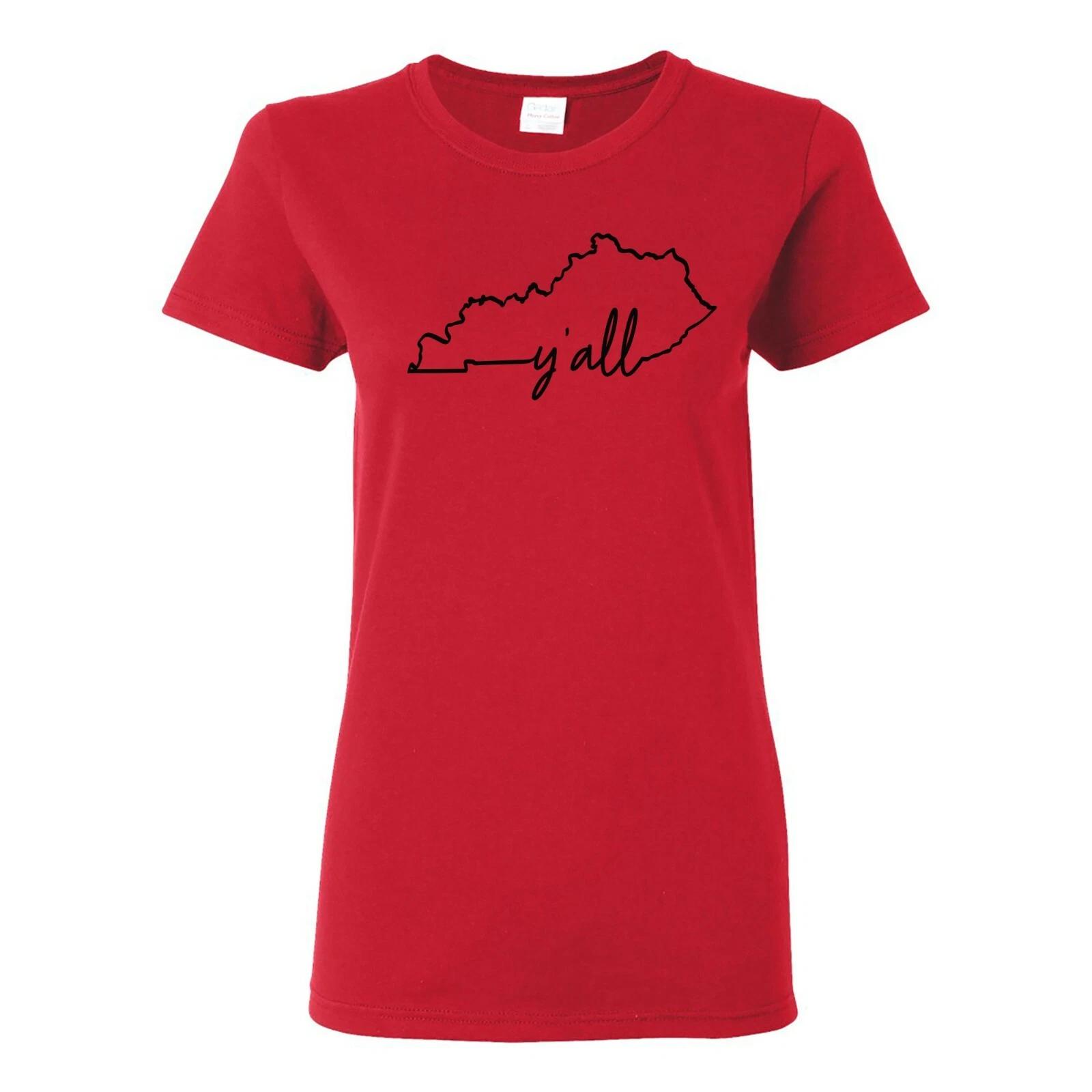 Kentucky Y all State Outline - Funny Classic Louisville City Womens T-Shirt S