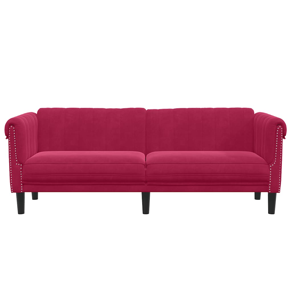 3 Seater Sofa in Burgundy Velvet