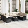 9-piece Garden Sofa Set with Brown Poly Rattan Cushions, 2-seater Garden Sofa with Storage and 3354196