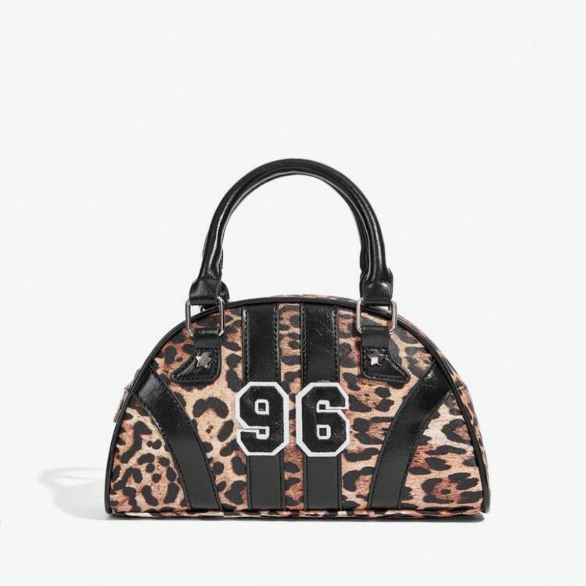 

Red hard and three-dimensional striped tote bag with a sense of luxury, suitable for crossbody or hand-held use. цветной печати леопарда