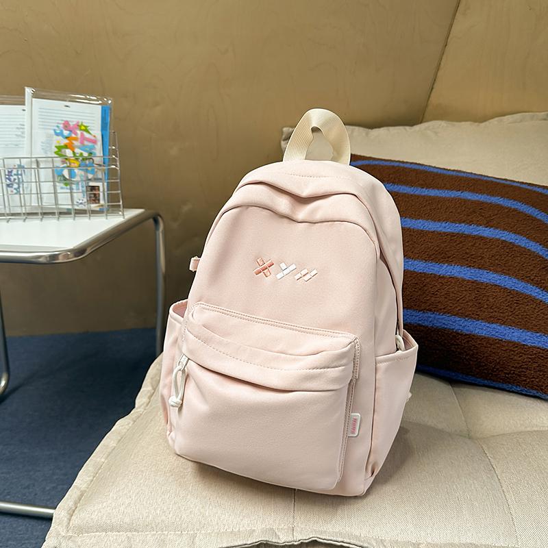 Student Schoolbag Women's Nylon Backpack Lightweight Solid Color Backpack Travel Bag