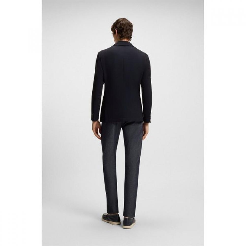 Boss Slim Fit Wool Cotton Blend Stretch Jacket Dark Blue  Fa25 