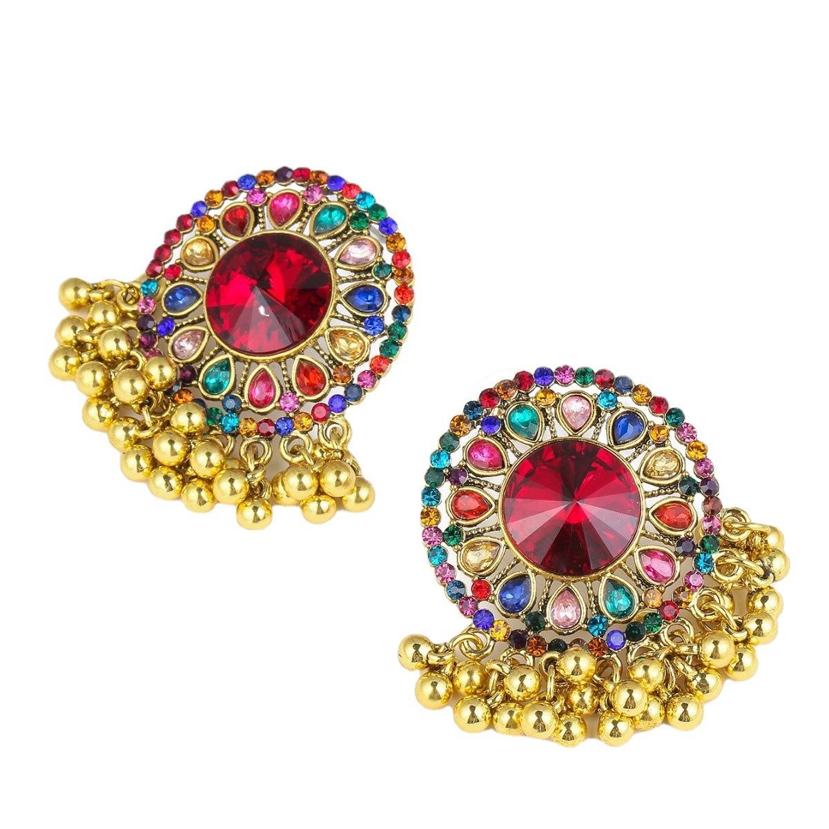 

Vintage Tassel Earring for Women Inlaid Rhinestone Round Hollow Drop Earrings Wedding Jewelry Accessories різнокольоровий