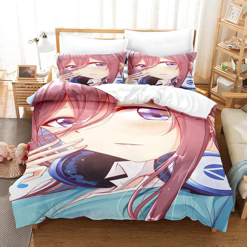 The Quintessential Quintuplets Bedding Set Single Twin Full Queen King Size Bed Set Aldult Kid Bedroom Duvet Cover Set 3D Kawaii
