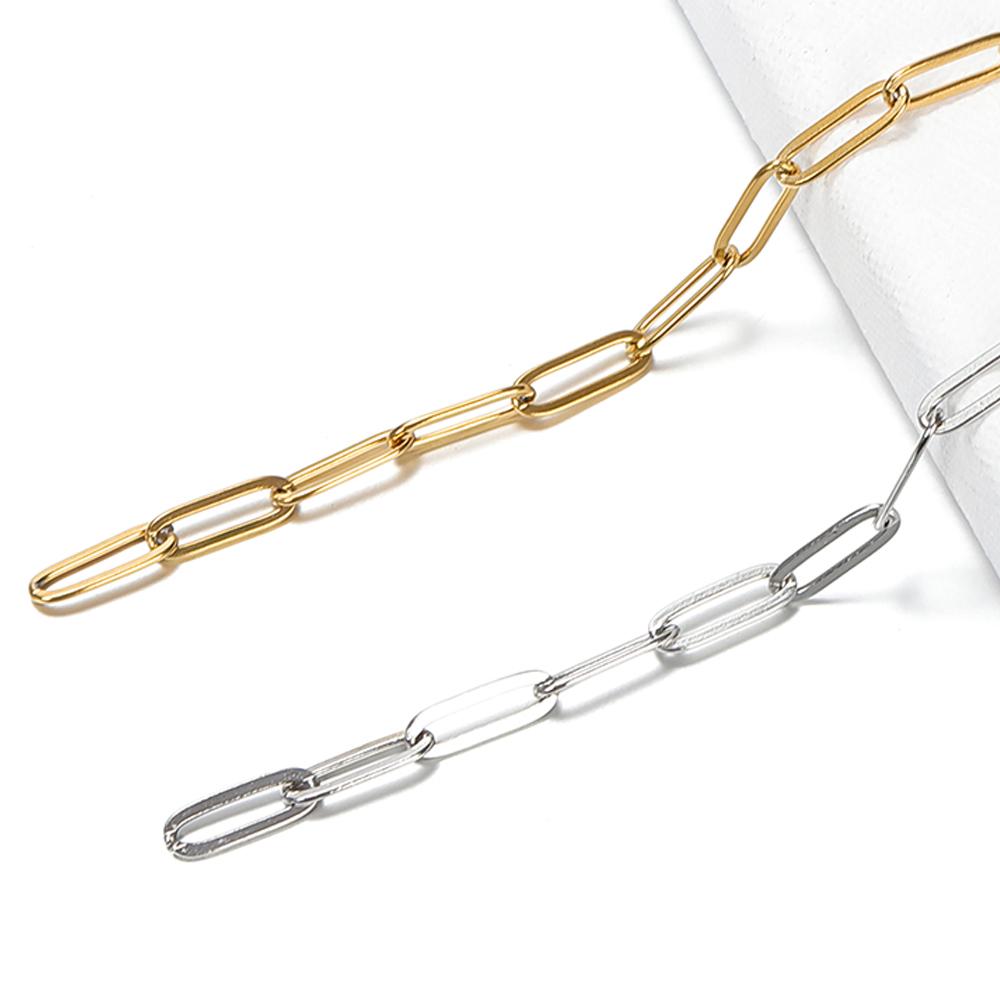 10Meters/Roll Stainless Steel Chain High Quality Gold Flat Chains for Necklace Bracelet Jewelry Making DIY Components Wholesale