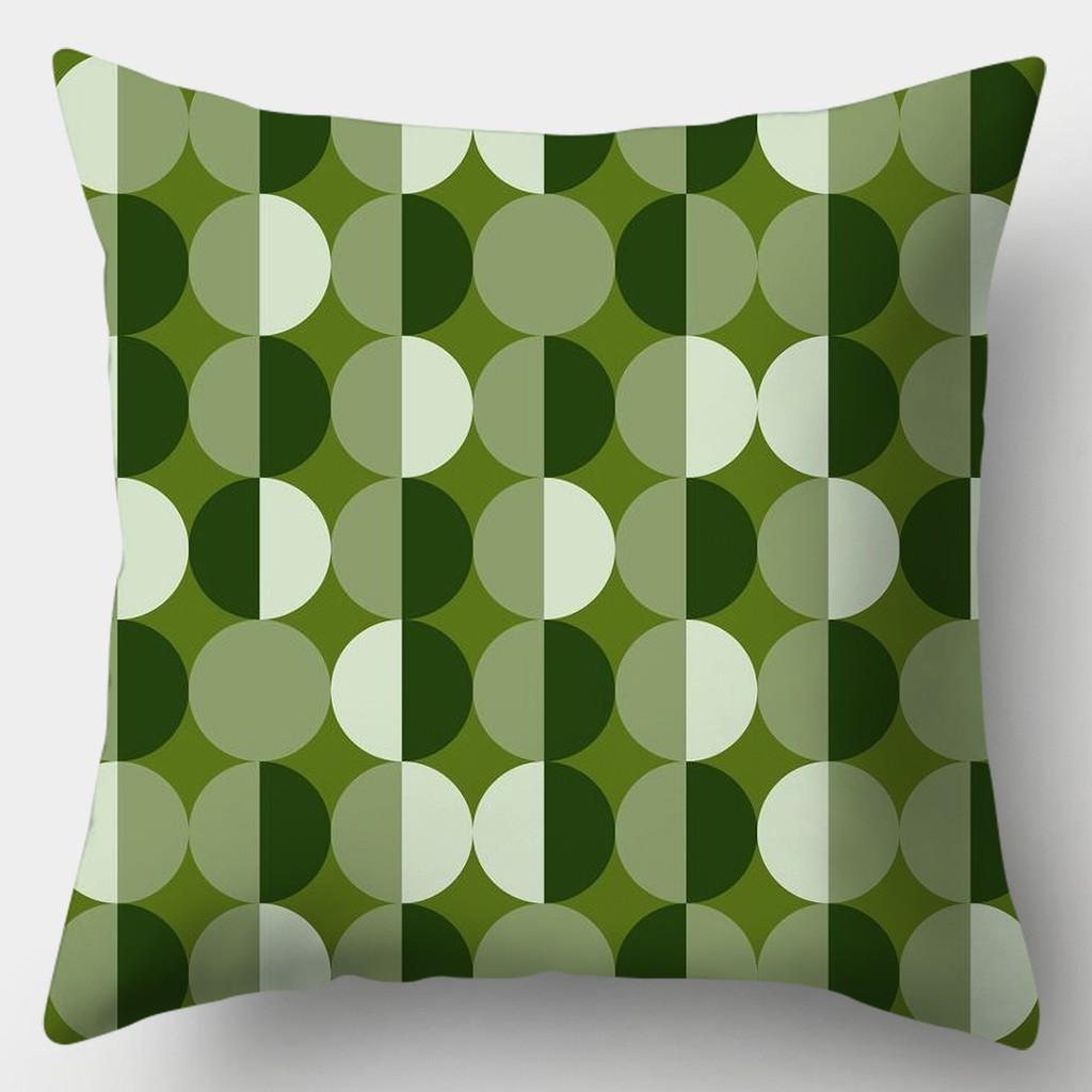 Avocado Green Pillowcase Square Sofa Pillowcase Plaid Plant Print Cushion Cover