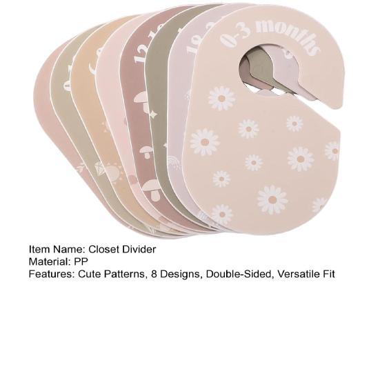 8 Pezzi Divisori per Armadio Bebè Double-Sided Organizer per Vestiti Bebè dalla Nascita all'Età Piccola Divisori per Armadio Nursery per Vestiti Bebè Ordinamento Facile