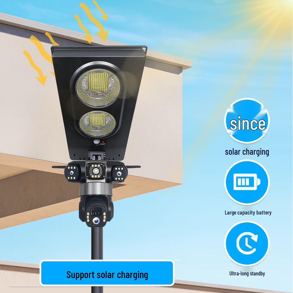 V380 Outdoor Smart Cam: Solar-Powered, Network-Free, Full-Color, Remote-Controlled, Triple-Screen, Courtyard Street Light